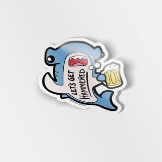 Vinyl Sticker Let's Get Hammered Hammerhead Shark (Blue Variant)