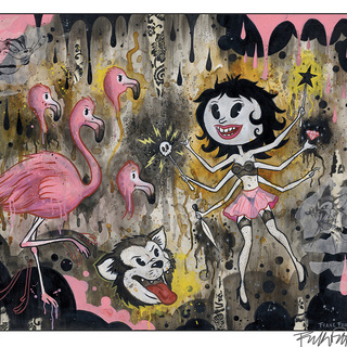 MOLLYS HAUNTED FLAMINGO RHYTHMS 12X16 PRINT by Frank Forte