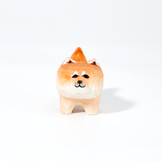 Mame Carved Wooden Shiba Inu