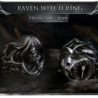 Raven Witch Ring - White Brass