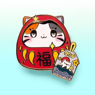 Enamel Pin Daruma Cat