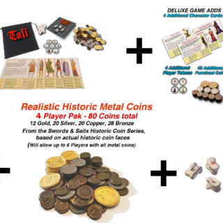 Tali Deluxe Set (10 player) + 80 Historic Metal Coins + Bonus Knuckle Bone Set