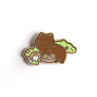 Mushroom Foraging Kitty B Grade Mini Enamel Pin