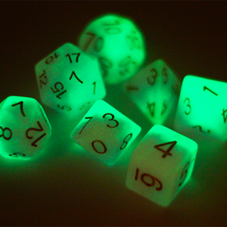Glow-in-the-Dark Time Tails dice set