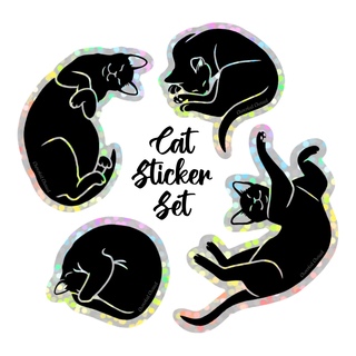 Black cats glittery sticker set
