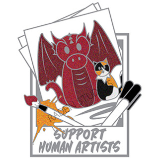 "Support Human Artists" GLITTER Hard Enamel Pin