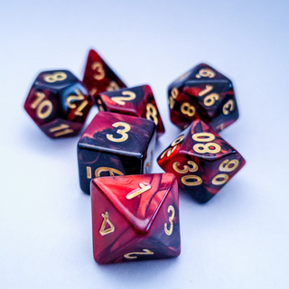 Red & Black Marble Dice Set