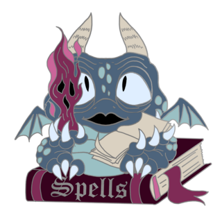"Spells" derpy dragon pin