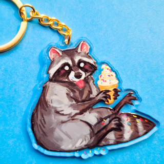 Ice Cream Raccoon Keychain