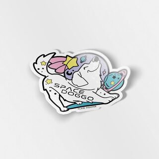 Vinyl Sticker Space Doggo Golden Retriever