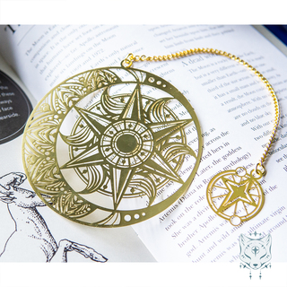 Metal Sun & Moon Mandala Bookmark - Gold