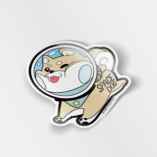 Vinyl Sticker Cream Shiba Inu Space Dog