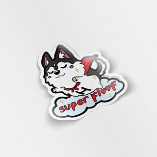 Vinyl Sticker Super Floof Hero Husky