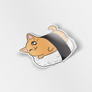 Vinyl Sticker Salmon Sushi Cat