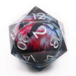 Liquid Core Giant D20, 33mm | (Moving Eye With Silver Numbers)