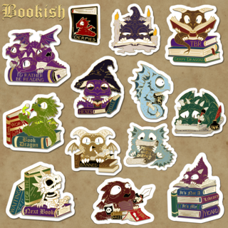Bookish Derpy Dragon Sticker