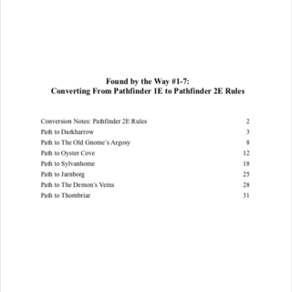 Pathfinder 2E Conversion Notes for Found by the Way 1-7