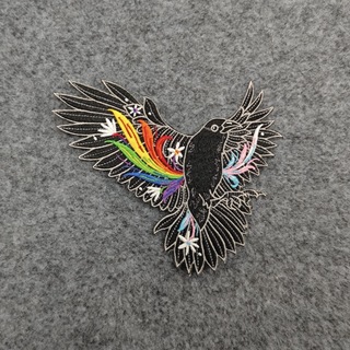 PATCH- iron-on embroidered pride crow