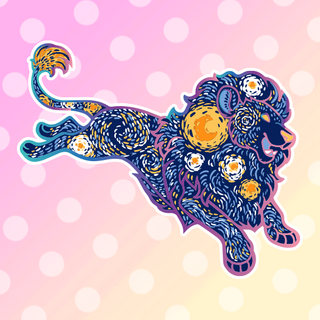 Rainbow Starry Night Lion Enamel Pin