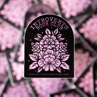 Introverts Book Club Sticker - Pink Mirror - Vinyl Mirror Sticker - 3"