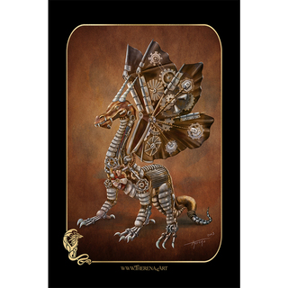 Steampunk dragon postcard