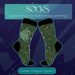 Garden Dragons Socks - Green