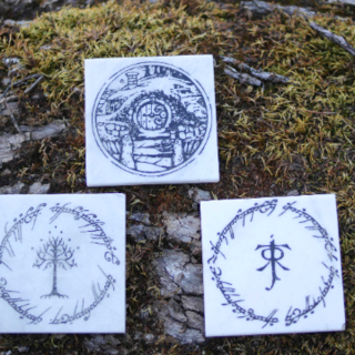 Tolkien Inspired White Marble coaster
