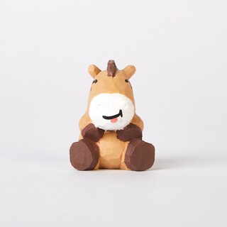 Huhu Carved Wooden Smiling Little Horse Full of Energy