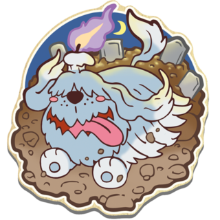 Ghostly dog friend wooden pin