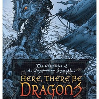 signed, sketched-in hardcover of HERE, THERE BE DRAGONS
