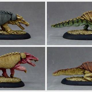 Armored crocodiles, set of four miniatures