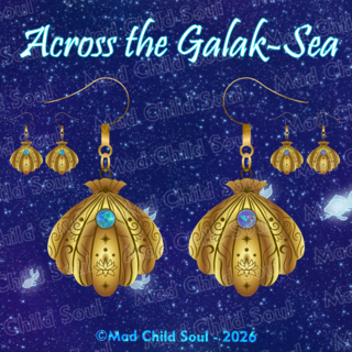 Earrings OR Necklace : Under the Sea (3D gold)