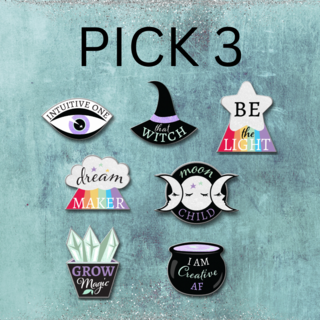 3 Empowering Witchy Pins - Choose 3 designs!