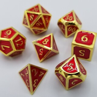 English Metal Red and Gold Dice