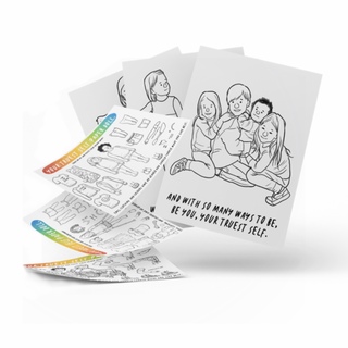 Colouring and activity sheets.