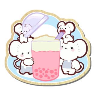 Mouse family wooden pin