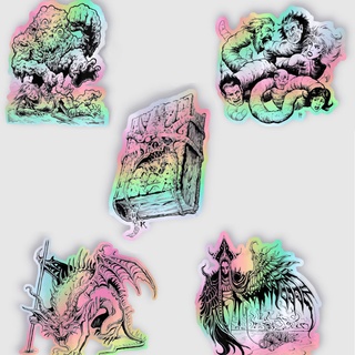 Old-School Essentials Demonic Grimoire - Holographic Demon Sticker Pack - Set of 5