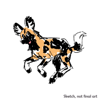 African wild dog full body pin + sticker