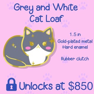 Grey and White Cat Pin