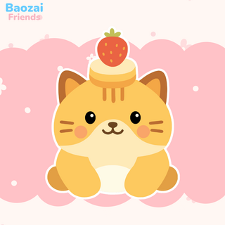 Glossy Sticker: Shorti the Strawberry Shortcake Cat
