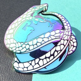Jörmungandr World Serpent- Rainbow 2" pin