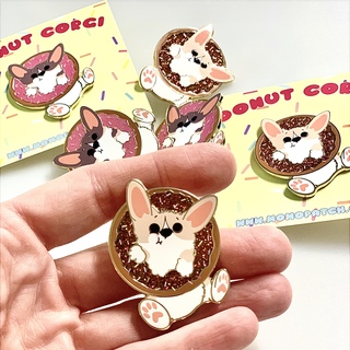 🍩 Original Chocolate Donut Corgi Pin