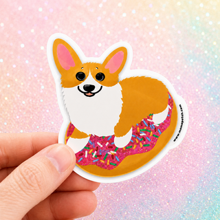 ✨ Original Donut Fluffy Corgi Pixie Dust Sticker
