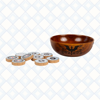 Wooden Dragon Tokens and Bowl