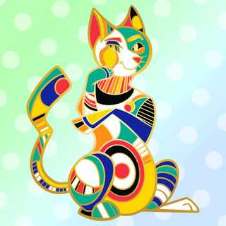 Gold Picasso Cat Enamel Pin