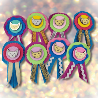 Handmade Cat Face Ribbon Pin