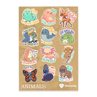 Unique Animals Sticker Sheet