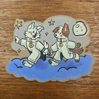 PINTOPIA 2025 - Belka & Strelka Kraft Paper Sticker