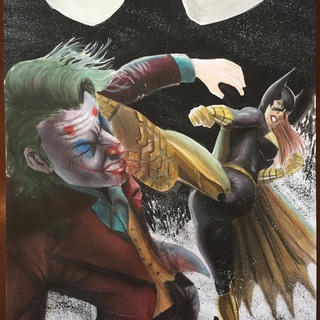Batgirl/Joker 11x17 painting