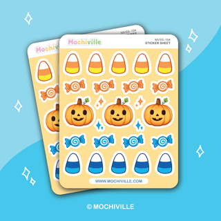 Halloween Pumpkin & Candy Vinyl Sticker Sheet